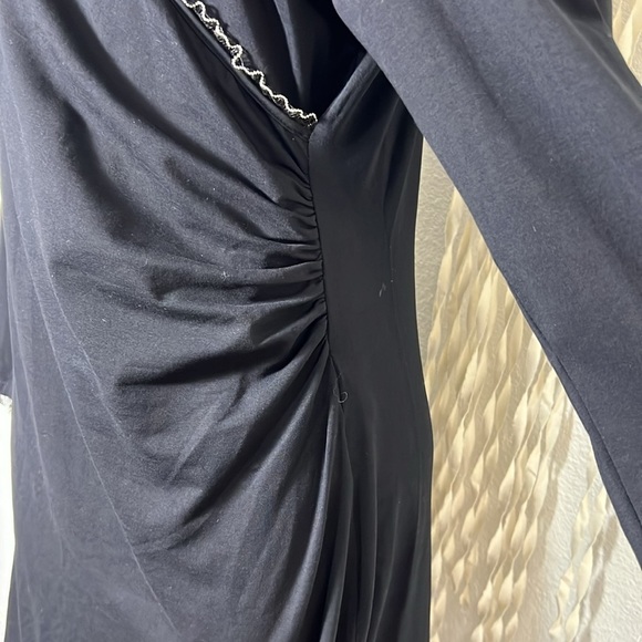 Anne Fontaine Black Ness Faux Wrap Dress with Silver Trim Accent Size 44/US12 - Picture 5 of 12